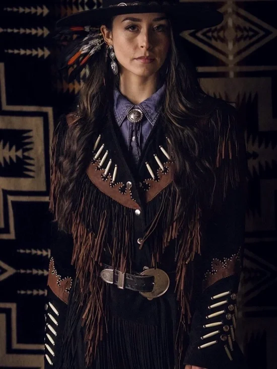 Leather Gallery Women's Black & Brown Suede Fringe Leather Jacket - Picture 5 of 8